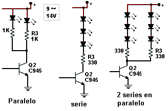 diagrama electrico de leds en serie y paralelo