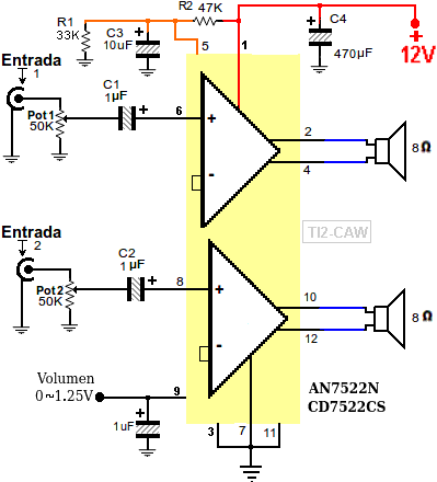 diagrama de AN7522N y CD7522CS