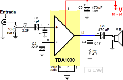 amplificador de audio TDA1030