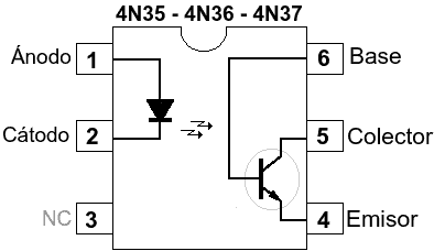 optoacopladores 4N35, 4N36 y 4N37