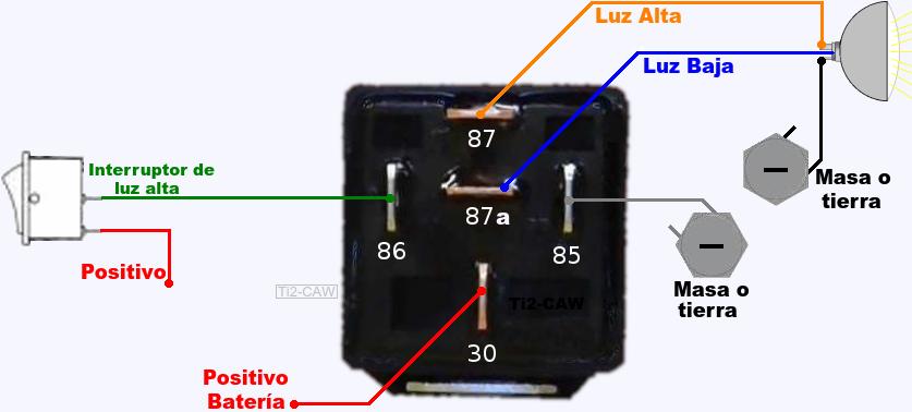conectar relay para luz baja fija