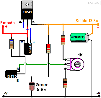 dibujo de regulador con TIP41