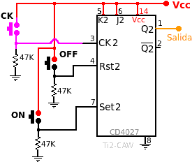 interruptor digital con 4027 