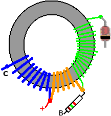 conexiones en toroide de inversor para leds