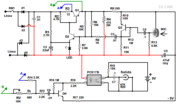 diagrama hibrido telefonico o phone patch