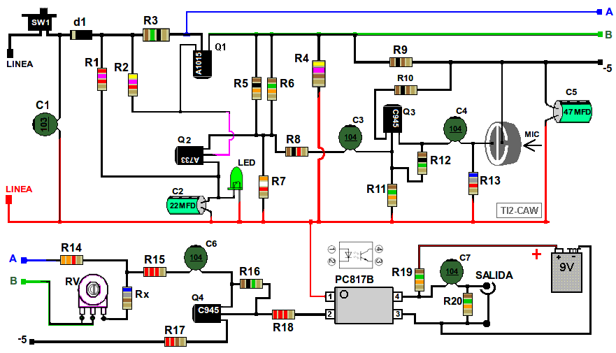 Proyecto de hibrido telefonico con microfono incluido